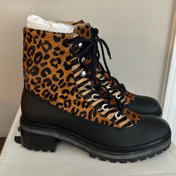 NEW Schutz Mafalda Animal Print Lace Up Boot - Picture 1 of 10